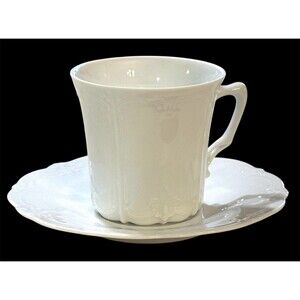 Hutschenreuther Germany Baronesse Cup & Saucer White Porcelain MINT Never Used